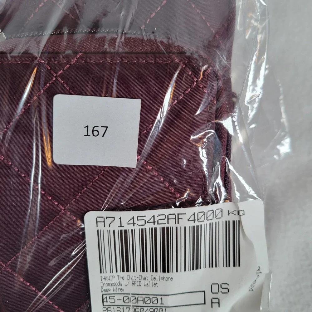 IHKWIP Womens Cellphone Crossbody Chit-Chat RFID Nylon Wallet Burgundy Bag